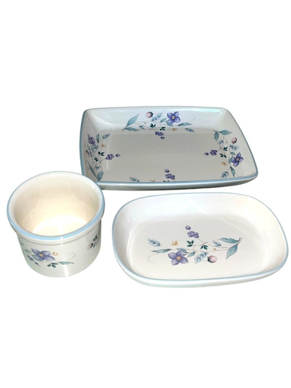 Pfaltzgraff April Set Purple Flower Stoneware 3 Pc Cottagecore Housewares Dishes